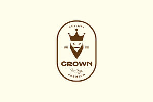 Badge With King Beard Crown Logo