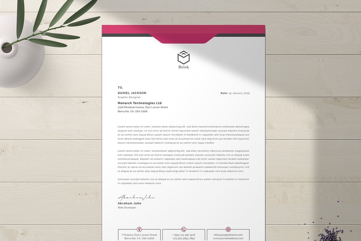 Clean Letterhead Word, a Stationery Template by ResumeDevisers (Photo 3 of 8)