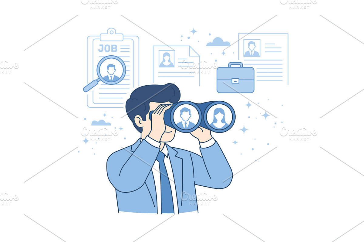 HR recruitment and candidate search, a Person Illustration by Artsaba Family