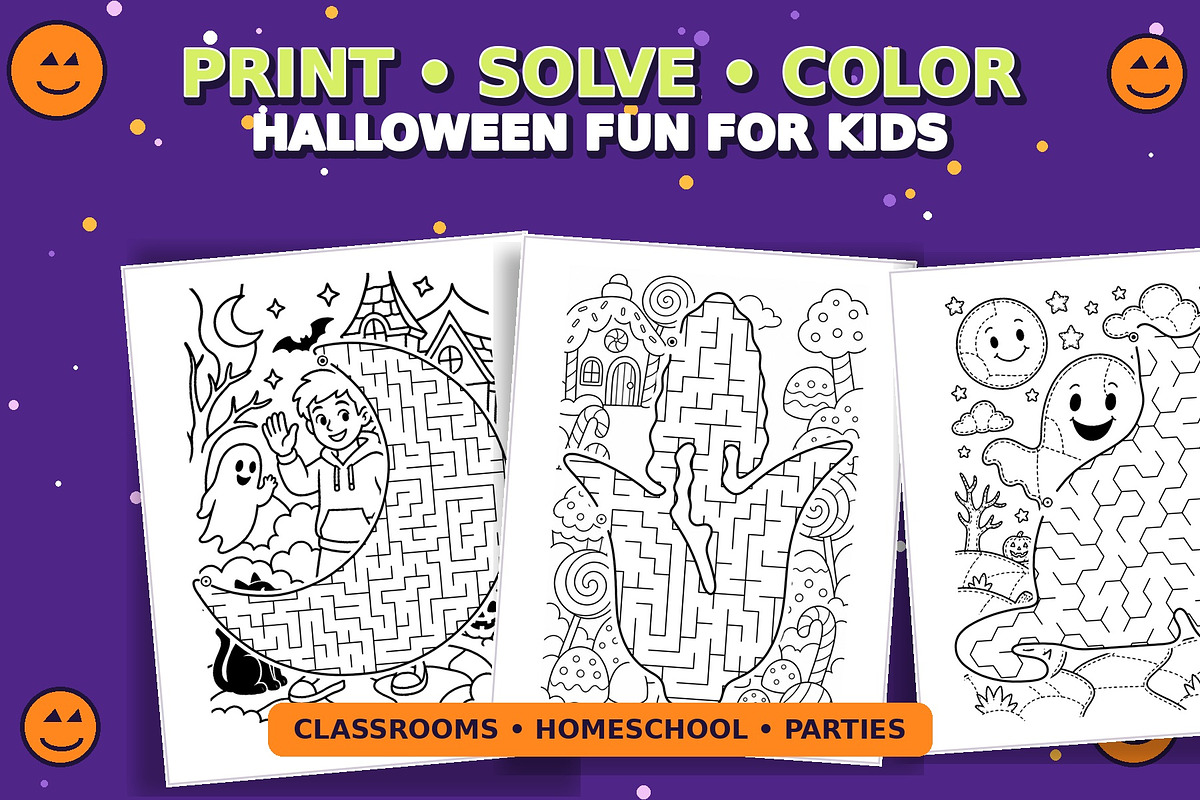 60 Halloween Mazes for Kids, a Seasonal Illustration by Dreamy Little Graphics (Photo 6 of 7)