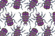 Floral Beetles Blue-Violet Vector, a Pattern Graphic by NayaChu (Thumbnail 2 of 7)