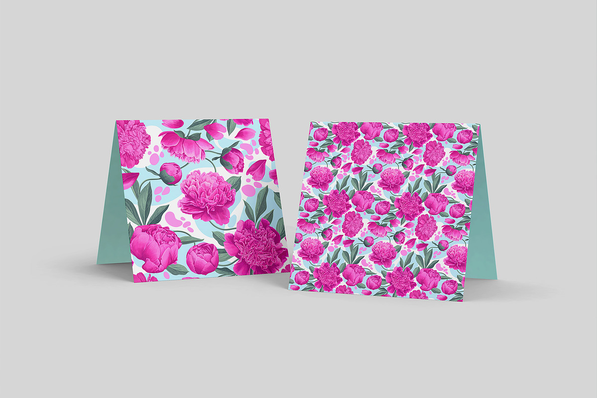 Pink Peonies & Splashes Pattern, a Pattern Graphic by MarynaPetrovska (Photo 10 of 12)