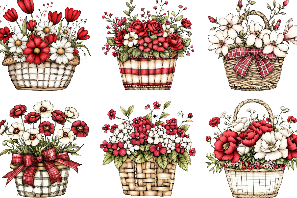 Whimsical Spring Flower Basket, an Illustration by Designking (Photo 2 of 5)