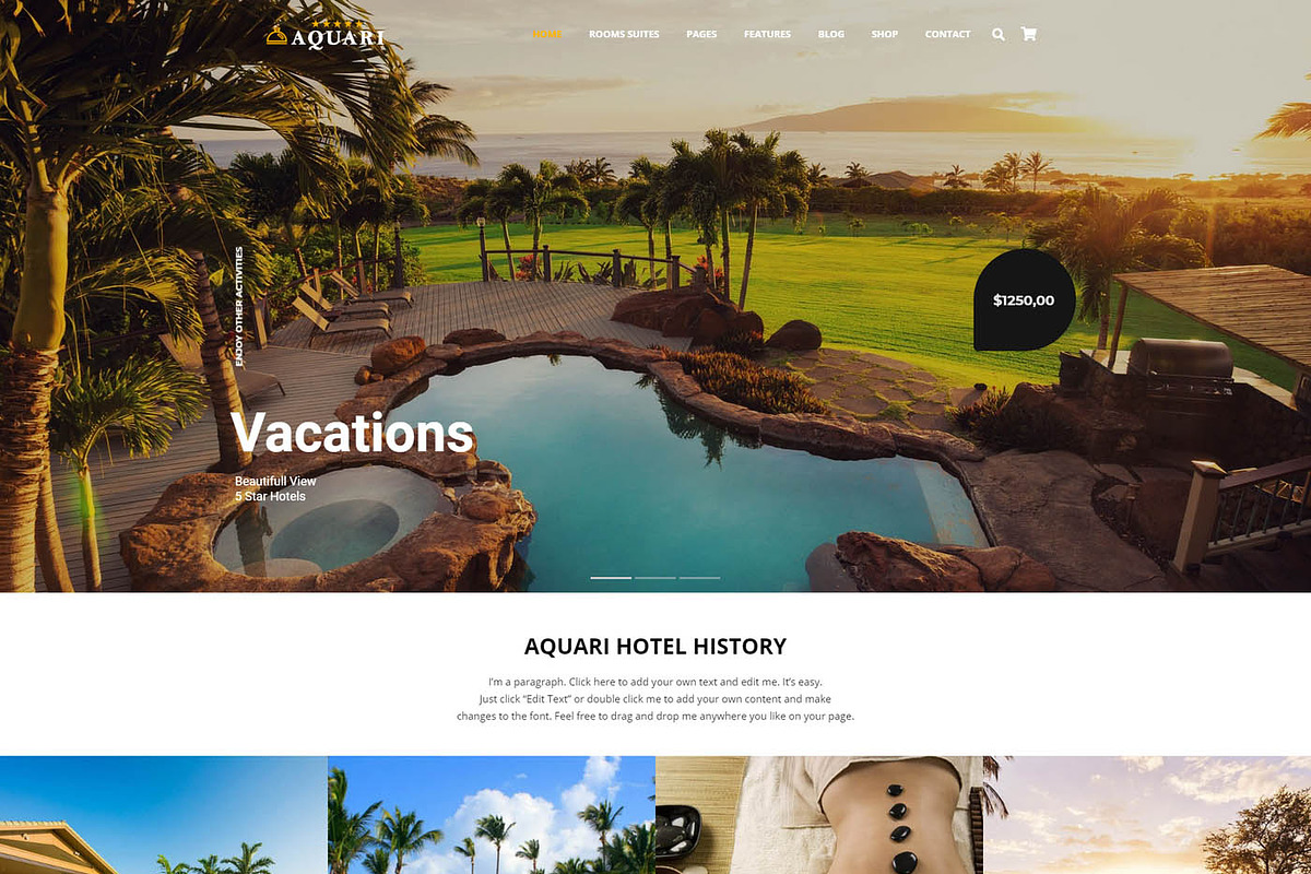 Aquari - Hotel, Resoft & Business, a WordPress Template by Cherry Wordpress Theme (Photo 2 of 10)