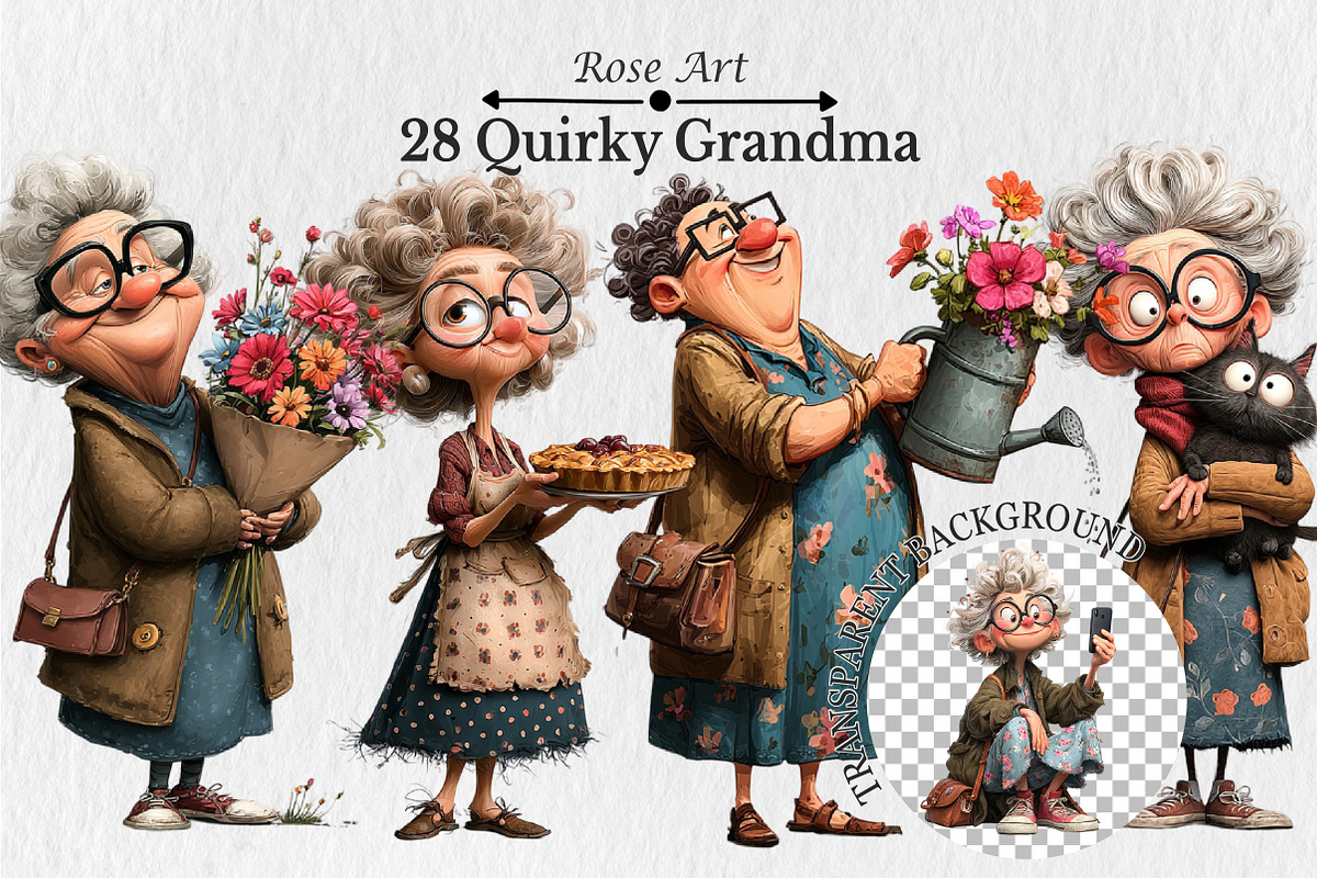 Quirky Grandma Clipart, an Illustration by Rose Art (Photo 1 of 6)