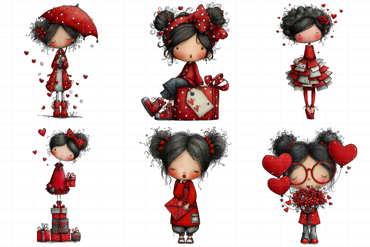 Quirky Valentine Girl Clipart, an Illustration by Daily.Designs (Photo 3 of 5)