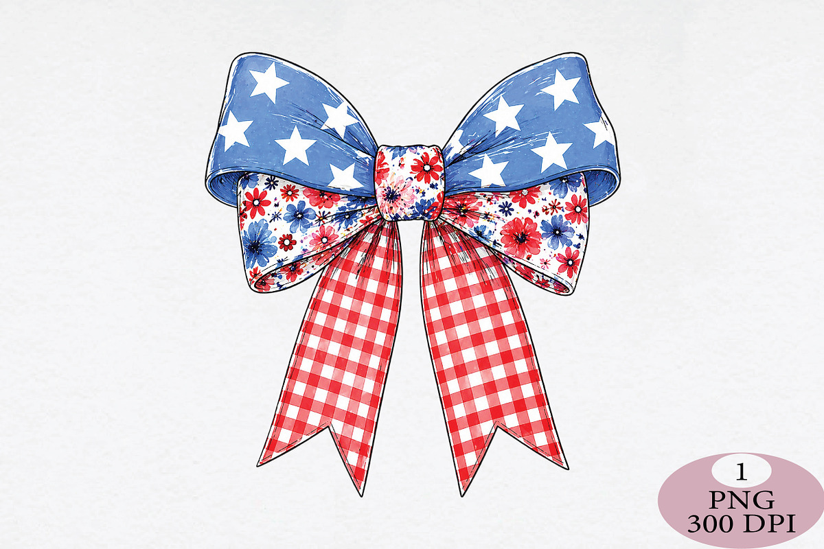 Coquette 4th of July Bow PNG, an Illustration by Daily.Designs (Photo 1 of 5)