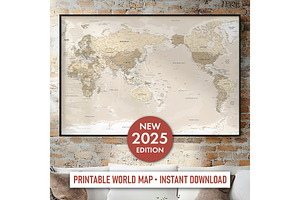 Vector World Map - Pacific View