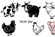 Cute Farm Animal Silhouette Bundle, an Illustration by hafijul (Thumbnail 3 of 51)