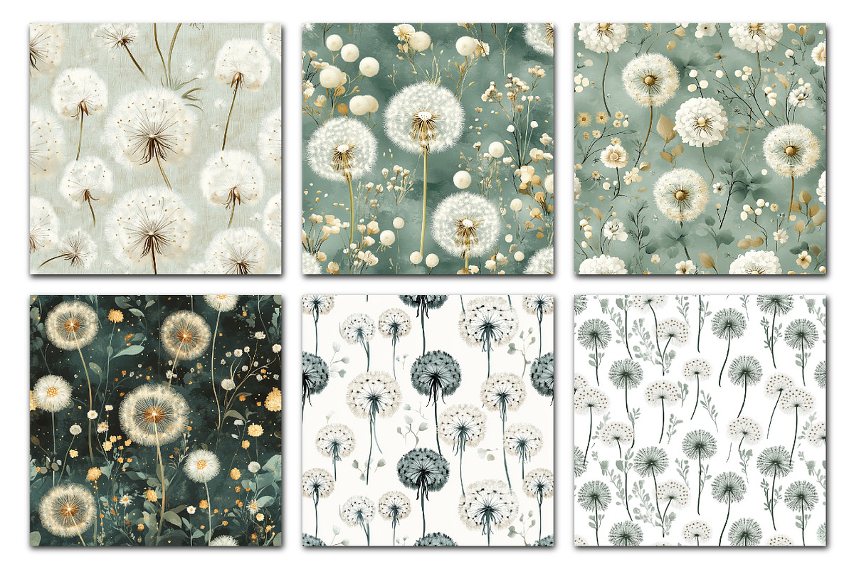 Dandelion Flowers Patterns, a Texture Illustration by Dream Creation (Photo 3 of 6)