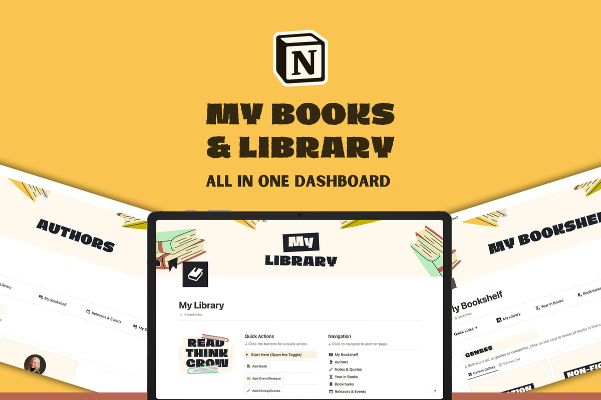 Notion Books and Reading Template, a Templates & Theme by Woolshark (Photo 1 of 10)