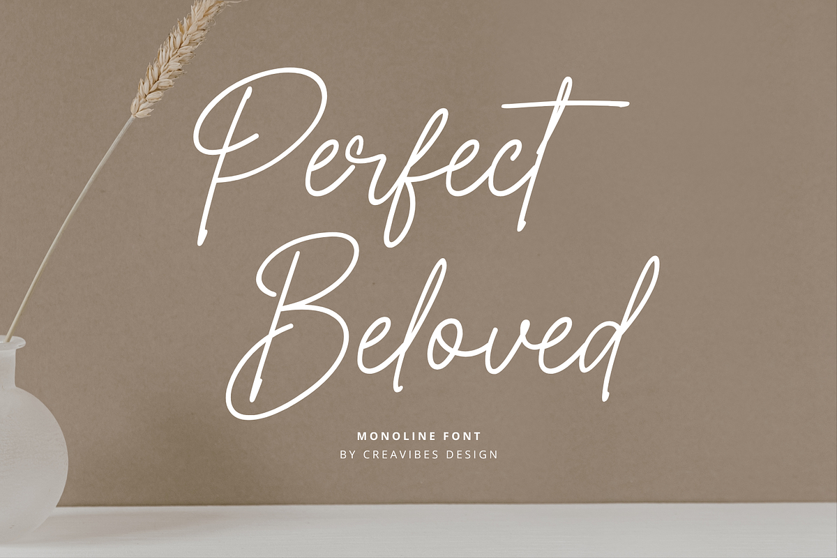 Perfect Beloved - Monoline Font, a Script Font by Creavibes Design (Photo 1 of 12)