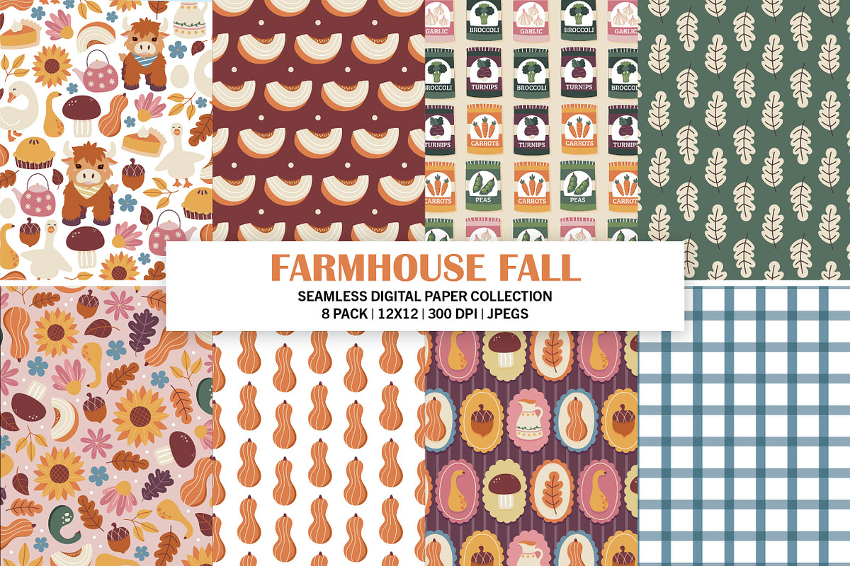 Farmhouse Fall Seamless Patterns, a Pattern Graphic by Alanna Messina Design Co (Photo 1 of 8)