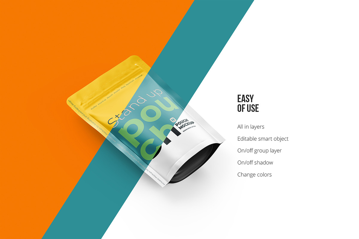 4 PSD Stand-Up Pouch Mockup, a Cups & Container Mockup by easymock (Photo 8 of 12)