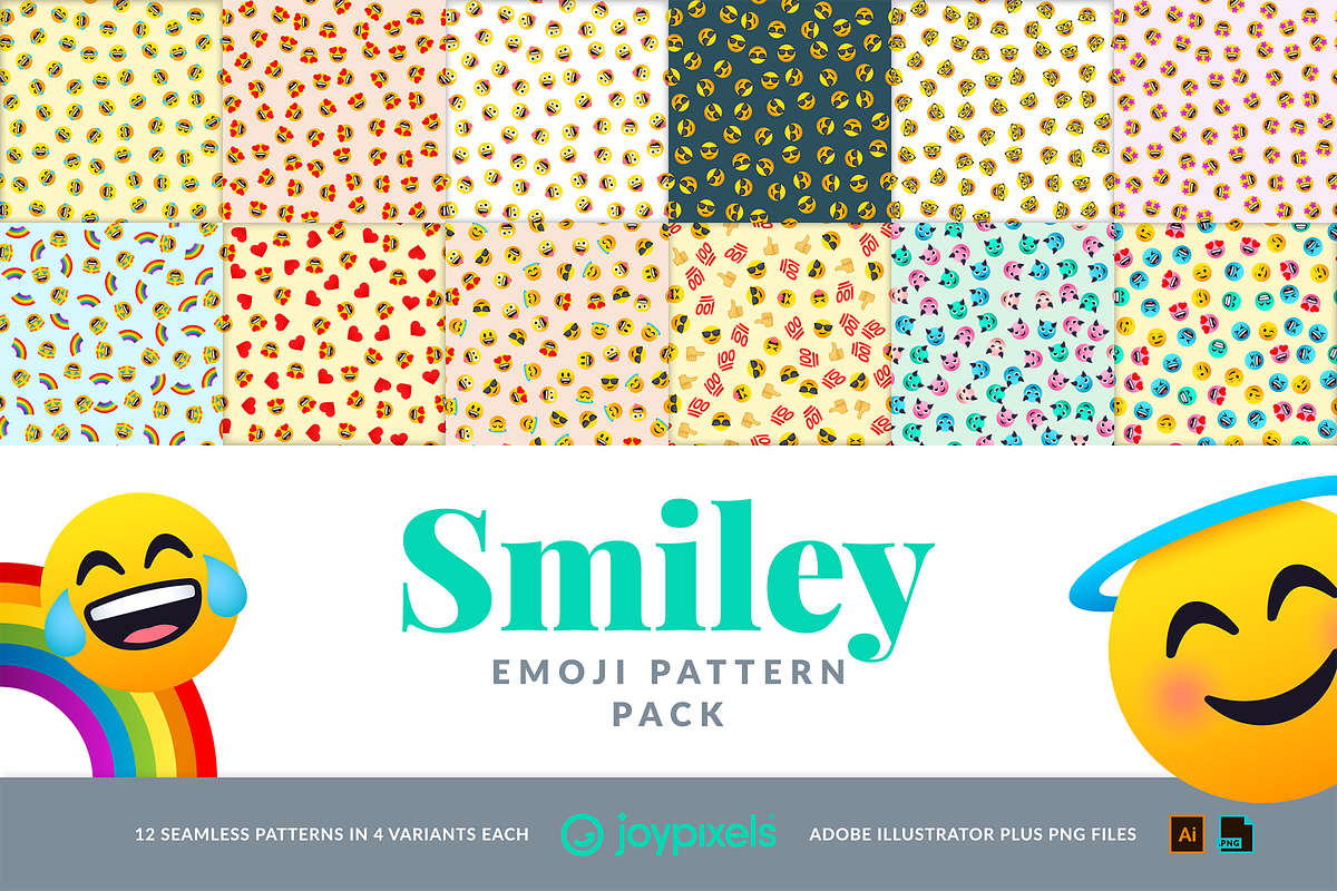Smiley Emoji Patterns by JoyPixels®, a Pattern Graphic by joypixels (Photo 1 of 13)