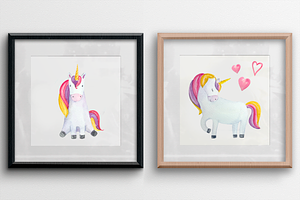 Baby Unicorns Watercolor Clip Arts