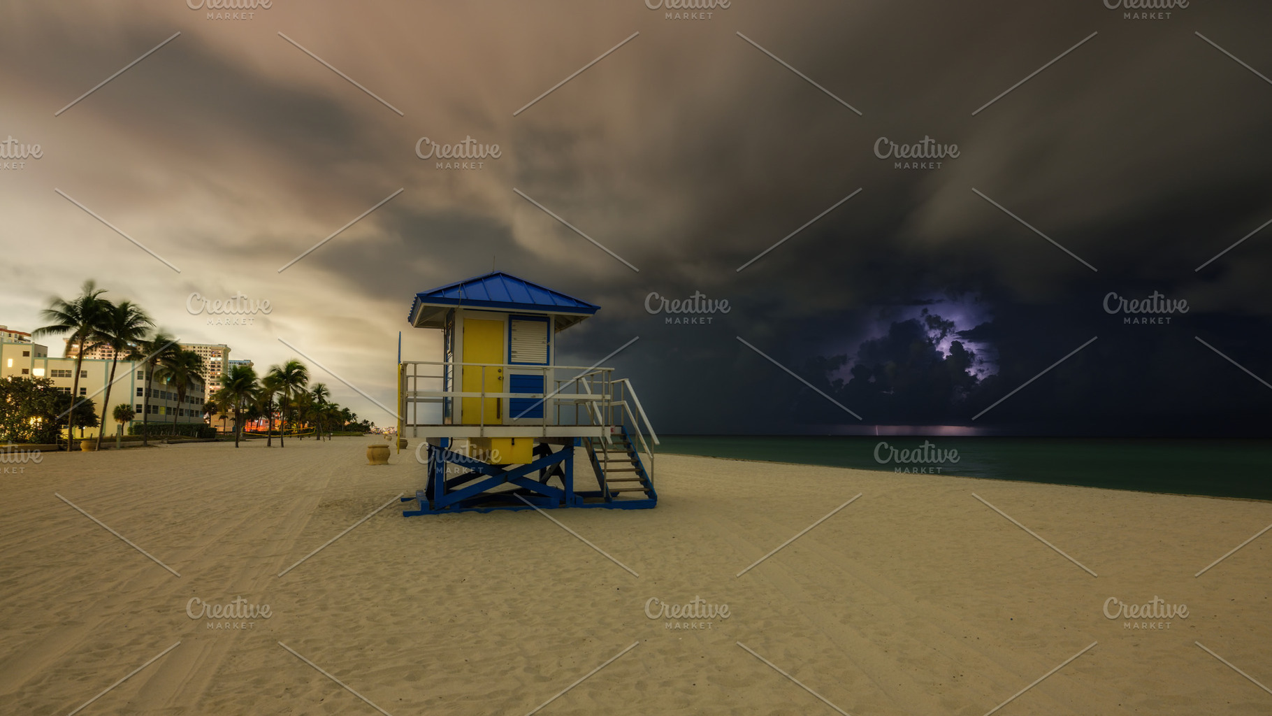 Thunderstorm at Miami beach, an Architecture Photo by Andriy Photography