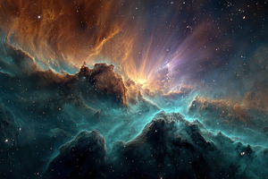 Cosmic Nebula Stellar Cloudscape Cel, a Photo by Pixeness Studio