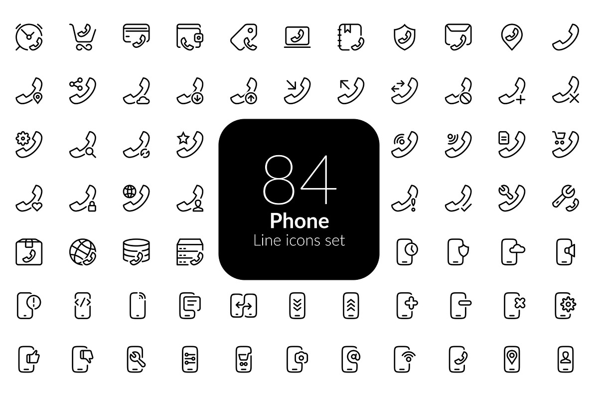 Phone line icons set, an Outline Icon by AIWD (Photo 1 of 2)