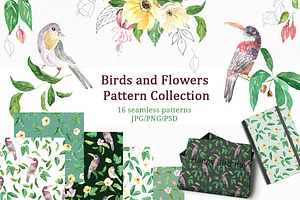 Pattern Collection Birds and Flowers