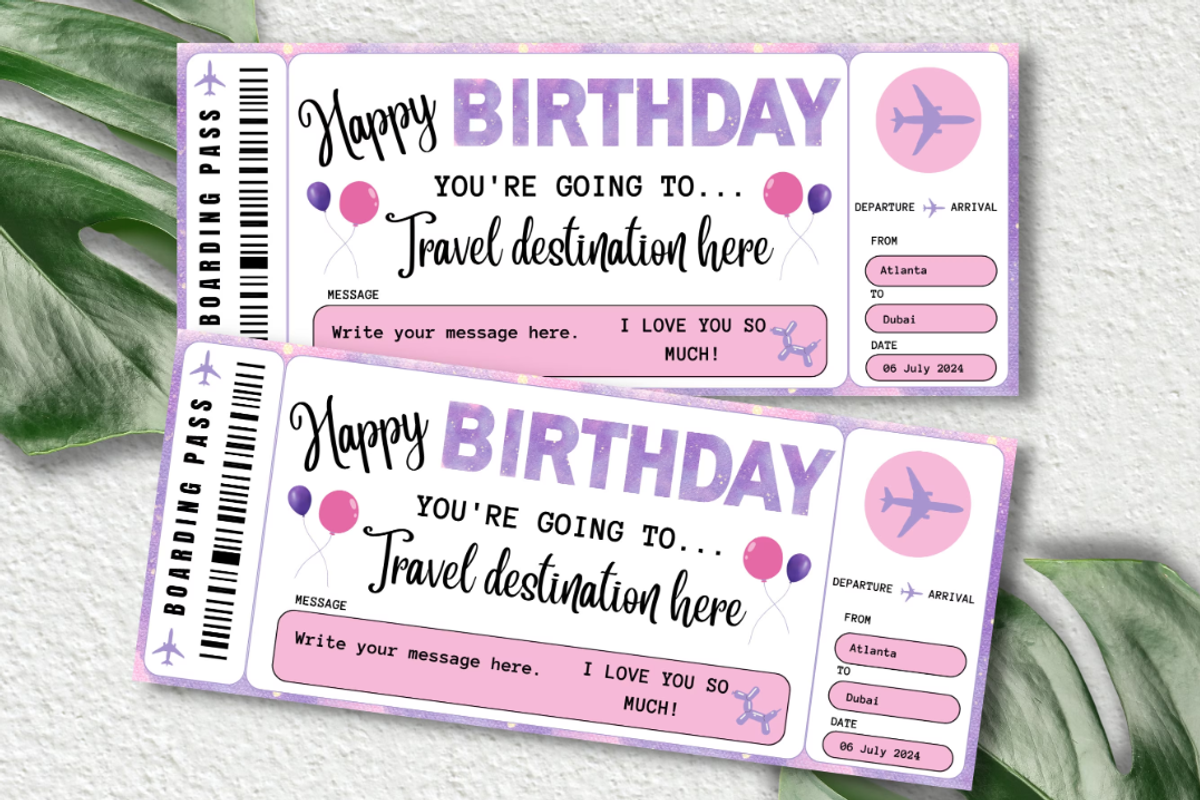 Happy Birthday Gift Boarding Pass, a Card Template by YasdeyDesigns (Photo 1 of 8)