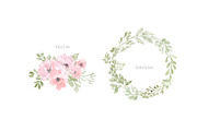Watercolor Dusty Green Pink Flowers, a Decorative Illustration by GraphicsDish (Thumbnail 4 of 5)