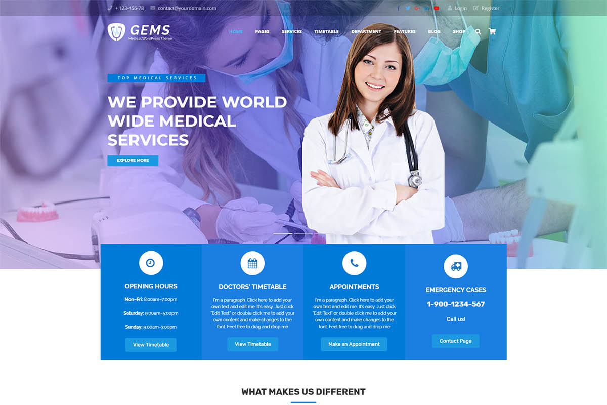Gems - Medical & Business WordPress, a WordPress Template by Cherry Wordpress Theme (Photo 2 of 8)