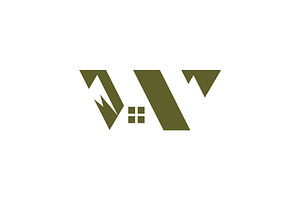 W house and mountain logo, a Branding & Logo Template by ZHR Creative