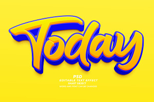 Today 3D Editable Text Effect PSD, a Layer Style Add-On by TrueVector