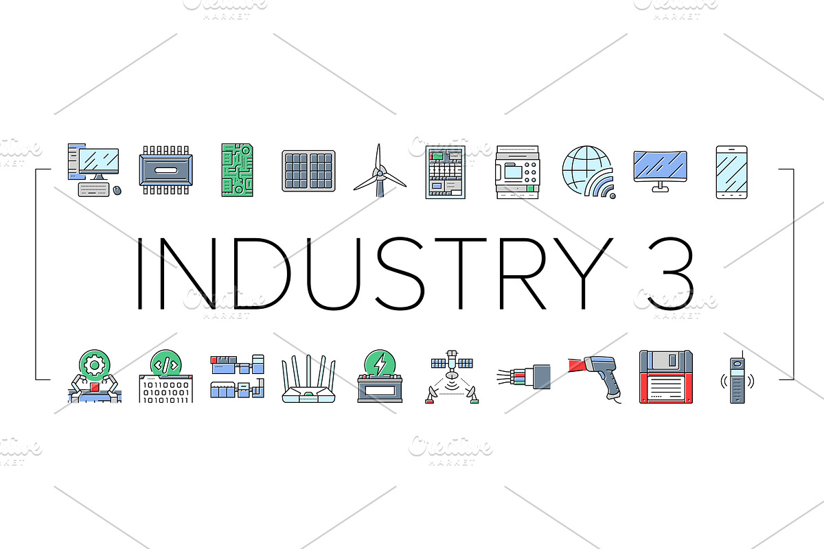 industry 3.0 cybernetics sensors, an Illustration by pikepicture