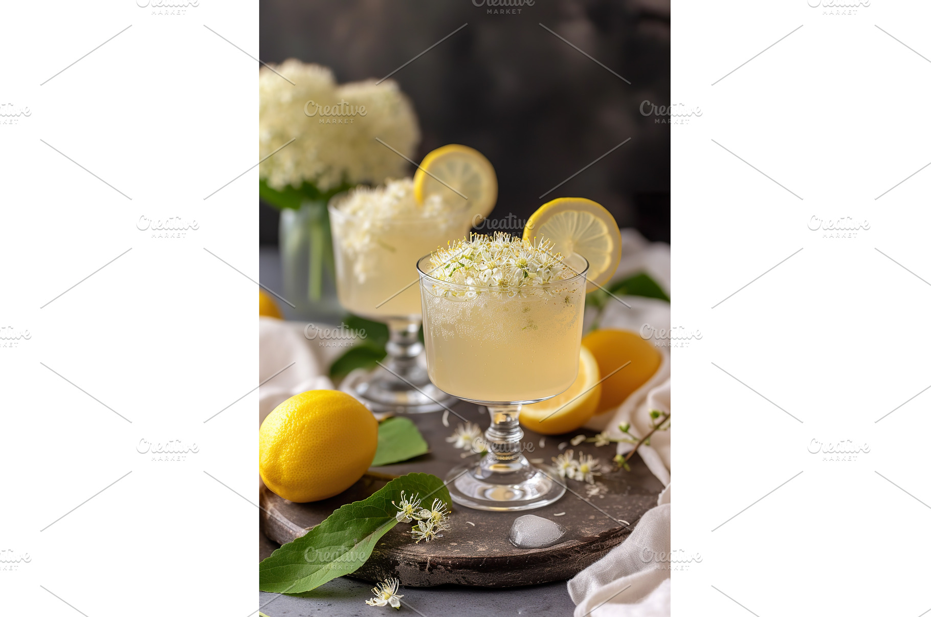 Floral lemonade in elegant glasses, a Food & Drink Photo by Lermont51