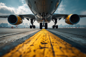 Airplane on runway taxiing towards c, a Photo by Pixeness Studio