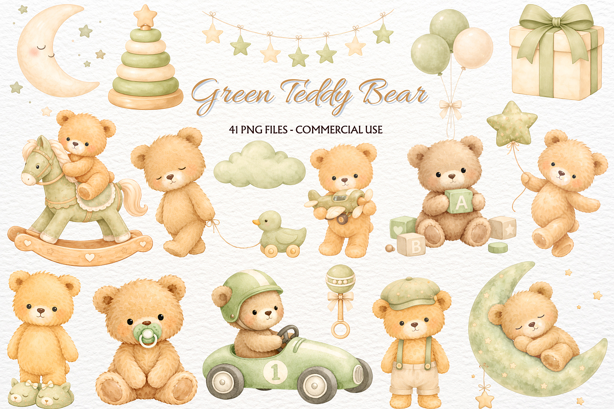Teddy Bear Nursery Atelier Clipart, an Animal Illustration by SugarCloudStudioArt (Photo 1 of 6)