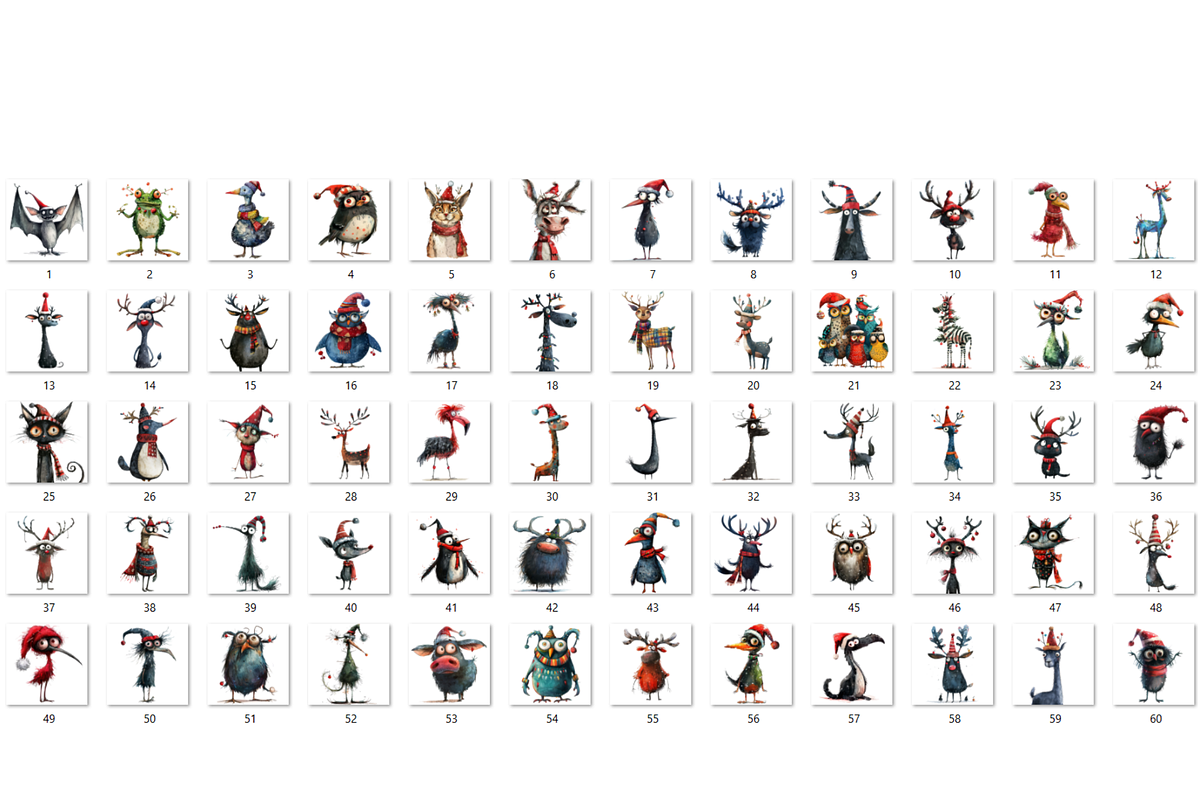 Quirky Christmas Animals Clipart, a Seasonal Illustration by GiraffeCreative (Photo 8 of 9)