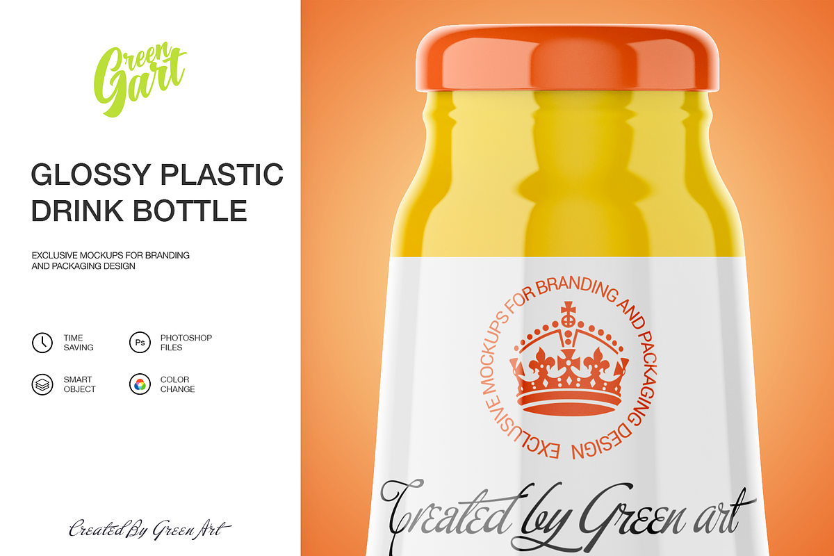 Glossy Plastic Drink Bottle Mockup, a Product Mockup by Green Art (Photo 3 of 5)