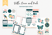 Floral Digital stickers Bottle Green, an Illustration by Oh Mia Studio (Thumbnail 2 of 3)