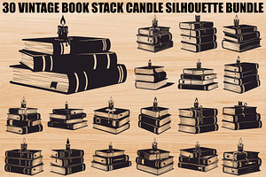 Vintage Book Stack Candle Bundle, an Illustration by jahid234