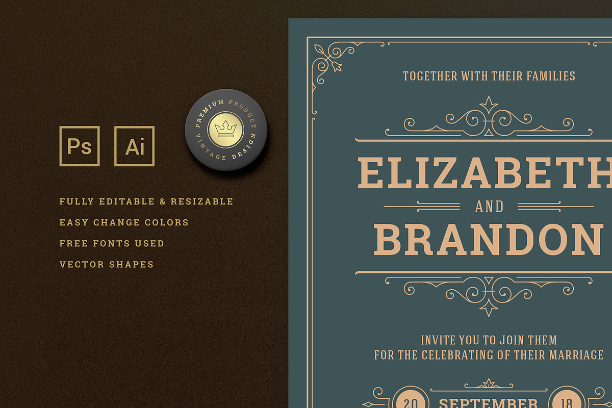 Wedding Invitation Suite, an Invitation Template by Vasya Kobelev (Photo 3 of 10)