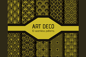 10 Art Deco Seamless Patterns