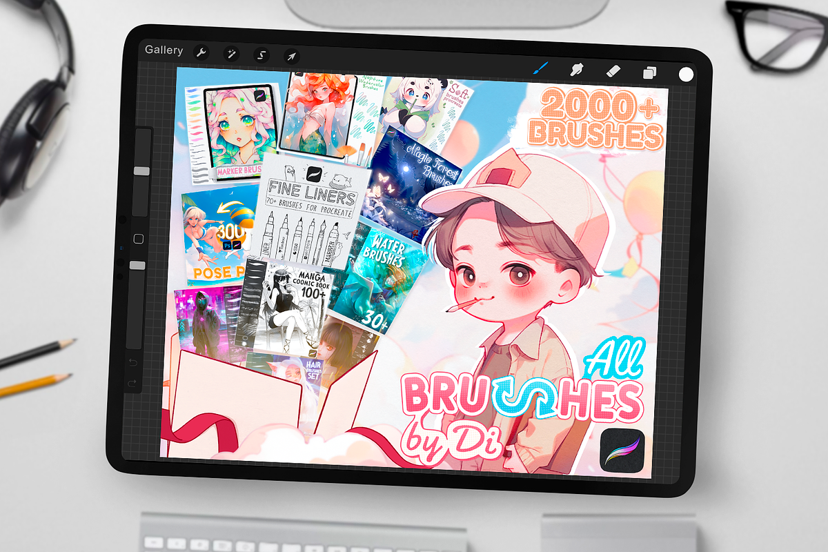 Over 2000+ Procreate Brushes by Di, a Brush Add-On by Disyukov (Photo 1 of 7)