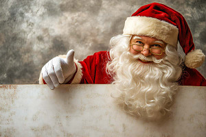 santa claus with blank sign, a Templates & Theme by VetalStock