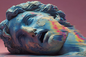 Fragmented classical sculpture head with digital glitch effects, an Abstract Photo by José Manuel Gelpi