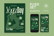 Green Bold Yoga Day Flyer Set, a Flyer Template by graphicook (Thumbnail 1 of 3)