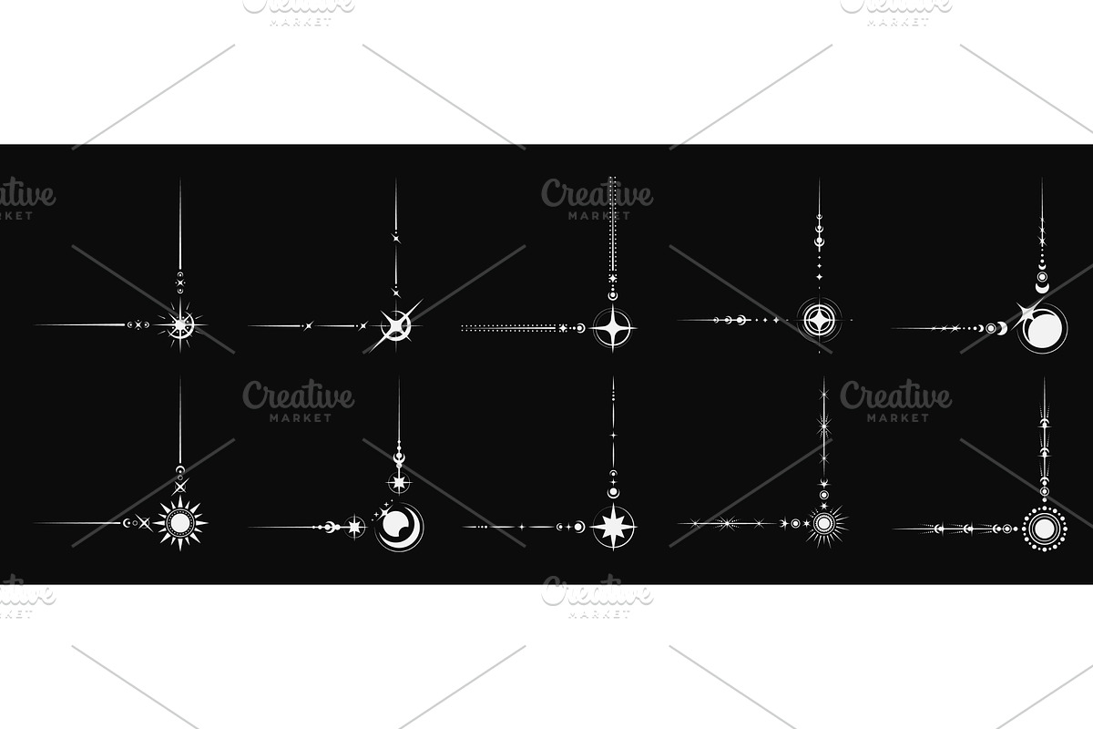 Esoteric mystic celestial border, a Decorative Illustration by Vector ...
