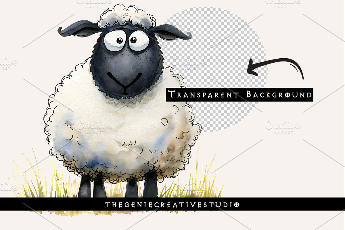 Cute Sheep PNG Clipart Set, an Animal Illustration by Geniecreativestudio (Photo 2 of 9)