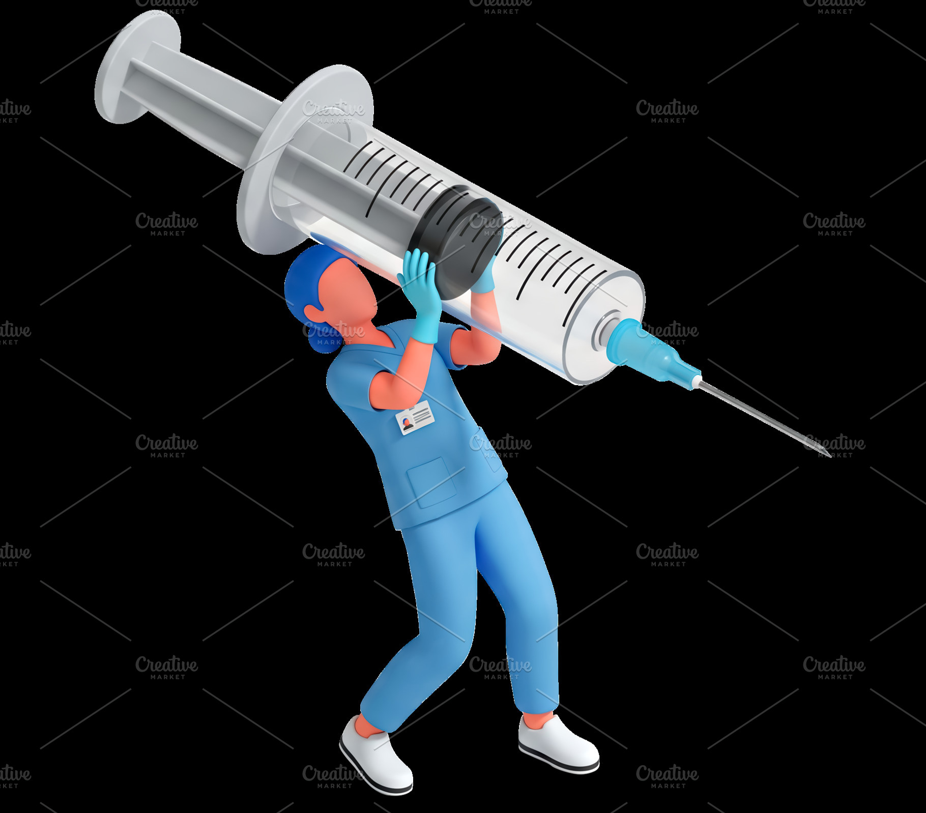 Nurse with Giant Syringe. Conceptual, a Health & Medical Photo by angellodeco