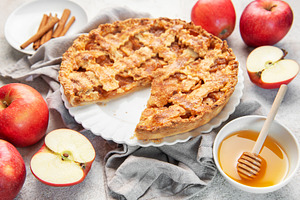 Fresh baked apple pie with cinnamon and honey, a Food & Drink Photo by Olena Rudo