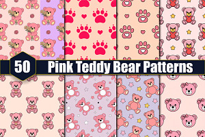 50 Pink Teddy Bear Patterns, a Pattern Graphic by protabsorkar11