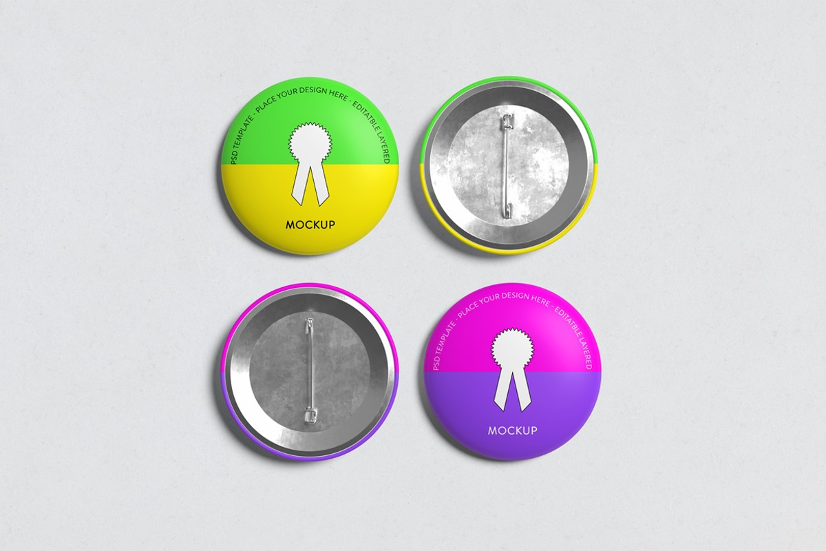 Realistic Pin Button Badge Mockup, a Bottom Mockup by Graphic Deal (Photo 7 of 8)