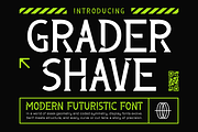 Grader Shave Modern Futuristic Font, a Font by PutraCetol Studio (Thumbnail 1 of 5)